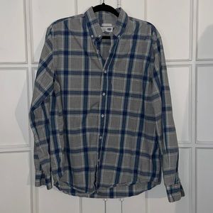Gray Blue & Red Plaid Old Navy Men’s Button Down Large